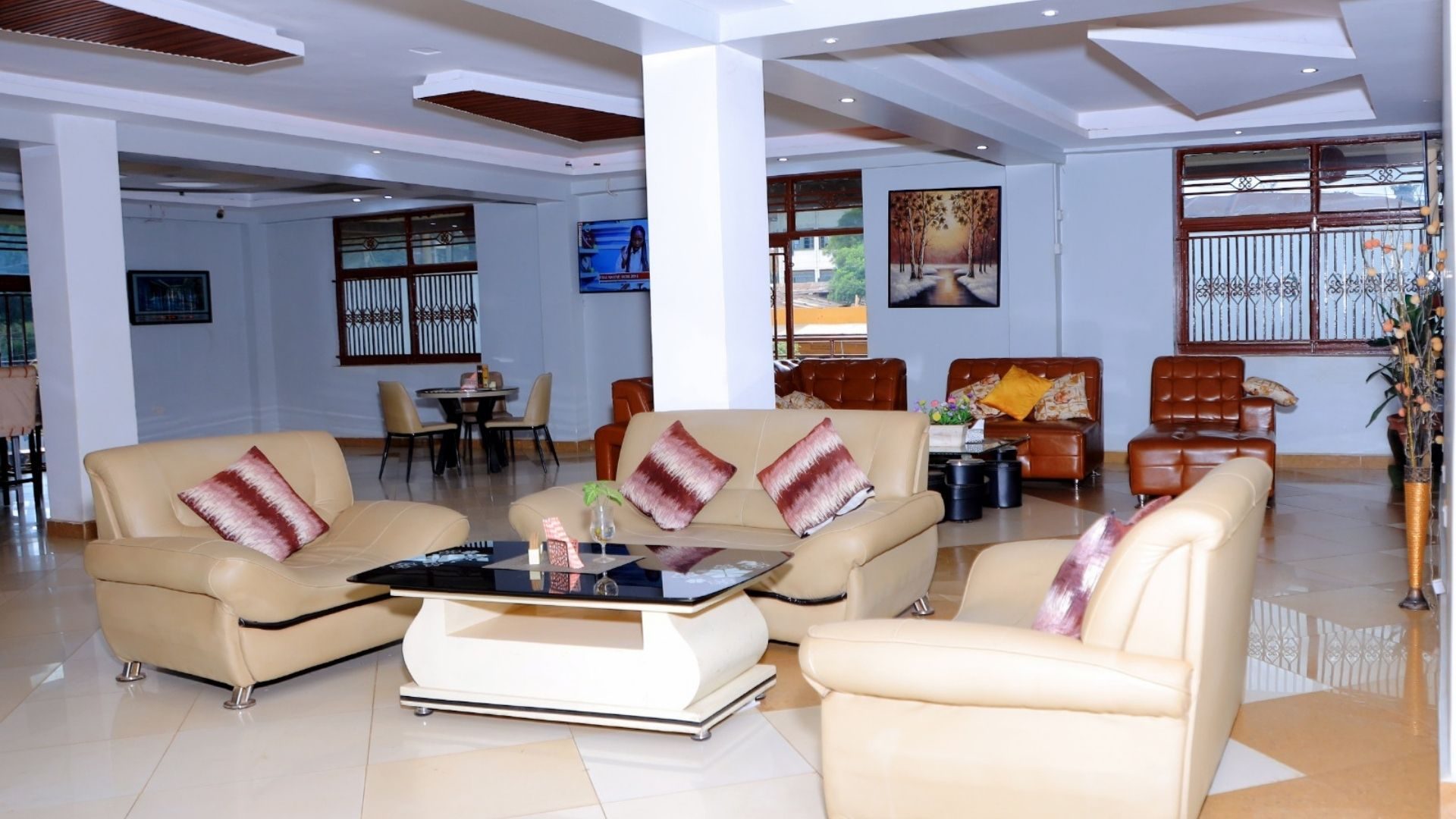 Lobby lounge at Buddiez Platinum Hotel, Nsambya, Kampala